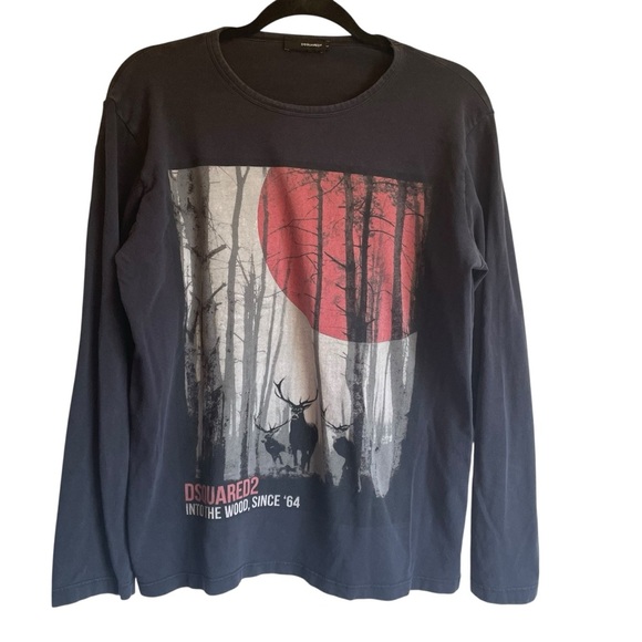 DSQUARED2 Into The Wood Since ‘64 Japanese Overprint Y2K Long Sleeve Tee - Picture 1 of 11